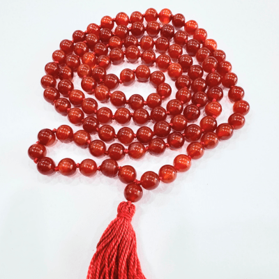 Agate (Hakik) Mala Red Himalaya Rudraksha Anusandhan Kendra