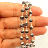 Gomedh Stone Mala In Silver - Himalaya Rudraksha Anusandhan Kendra