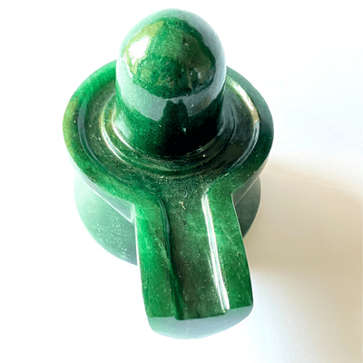 Green Jade Stone Shivling (Big Size - 1120 grams) - Himalaya Rudraksha Anusandhan Kendra