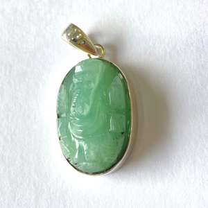 green jade ganesh pendant
