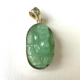 Green Jade Ganesh Silver Pendant