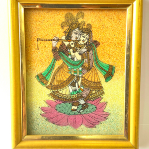 Antique Shree Radha Krishna Frame Embosed with Stone crystals (only 1 piece)
