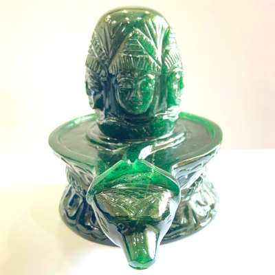 Green Jade Stone Panchmukhi Shivling - (937 Gms)