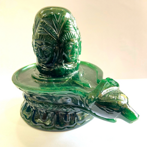 Green Jade Stone Panchmukhi Shivling - (683 gms)