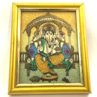 Antique Ganesha Frame Embosed with Stone crystals (only 1 piece)