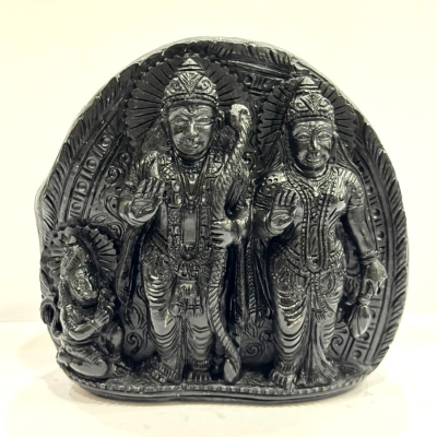 Shree Ram Darbar Carved Shaligram - 528 grams