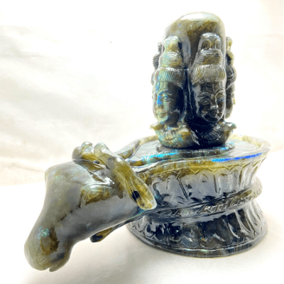 Natural Labrodorite Stone Shivling (1.7 kg) - Himalaya Rudraksha Anusandhan Kendra