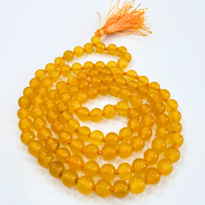 Yellow Agate (Hakik) Mala Himalaya Rudraksha Anusandhan Kendra