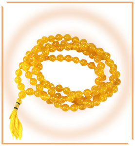 Agate (Hakik) Mala - Yellow - himalaya rudraksha anusandhan kendra