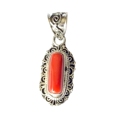 coral silver pendant