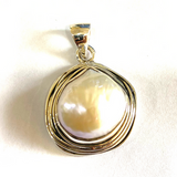 antique pearl silver pendant