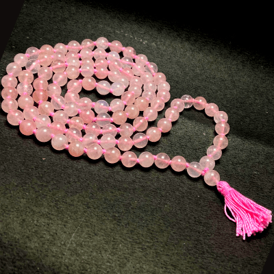 Rose Quartz Mala (108 Beads)– Himalaya Rudraksha Anusandhan Kendra
